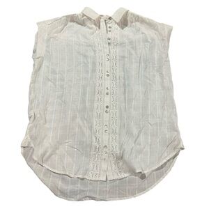 Johnny Was Calme Sleeveless Button Front Top Lattice Trim Embroidered Small